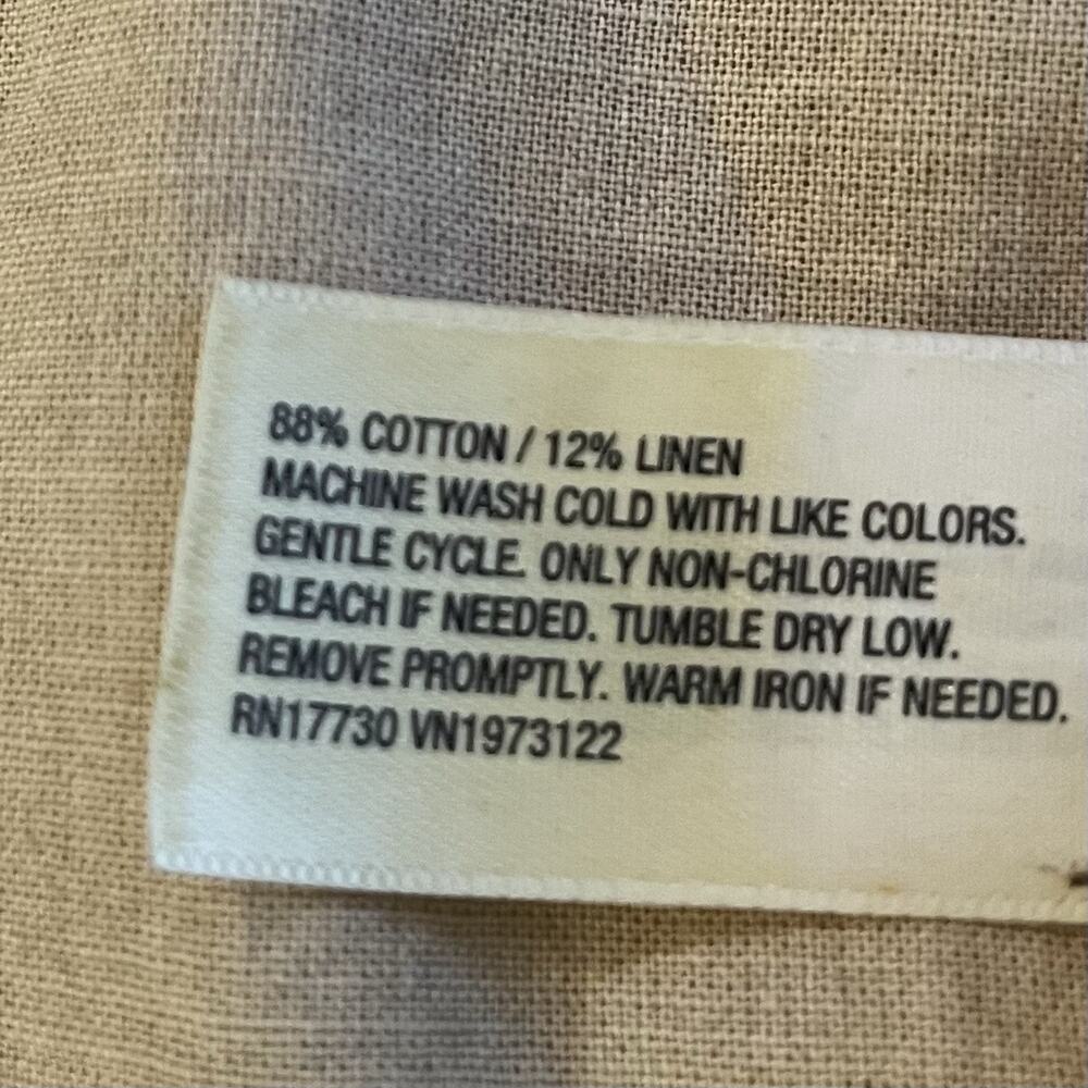 Universal Thread Long Sleeve Collared Cropped Cotton/Linen Blend Shirt Tan - Med - Picture 7 of 8